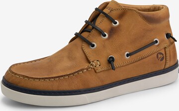 Travelin Veterboots 'Helford' in Bruin: voorkant