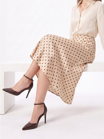 TorWeit Rok 'Women's Polka Dot Elastic Waist Maxi Skirt' in Beige