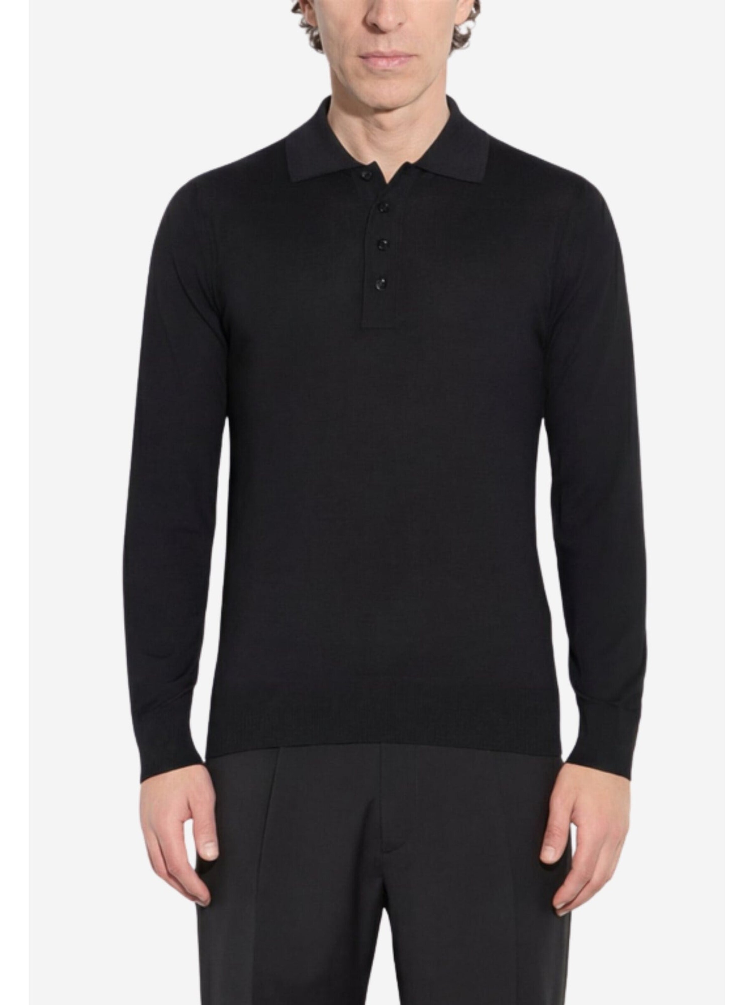 Paolo Pecora Milano T-shirt 'Men's Polo Shirt in Extrafine Merino Wool' i svart