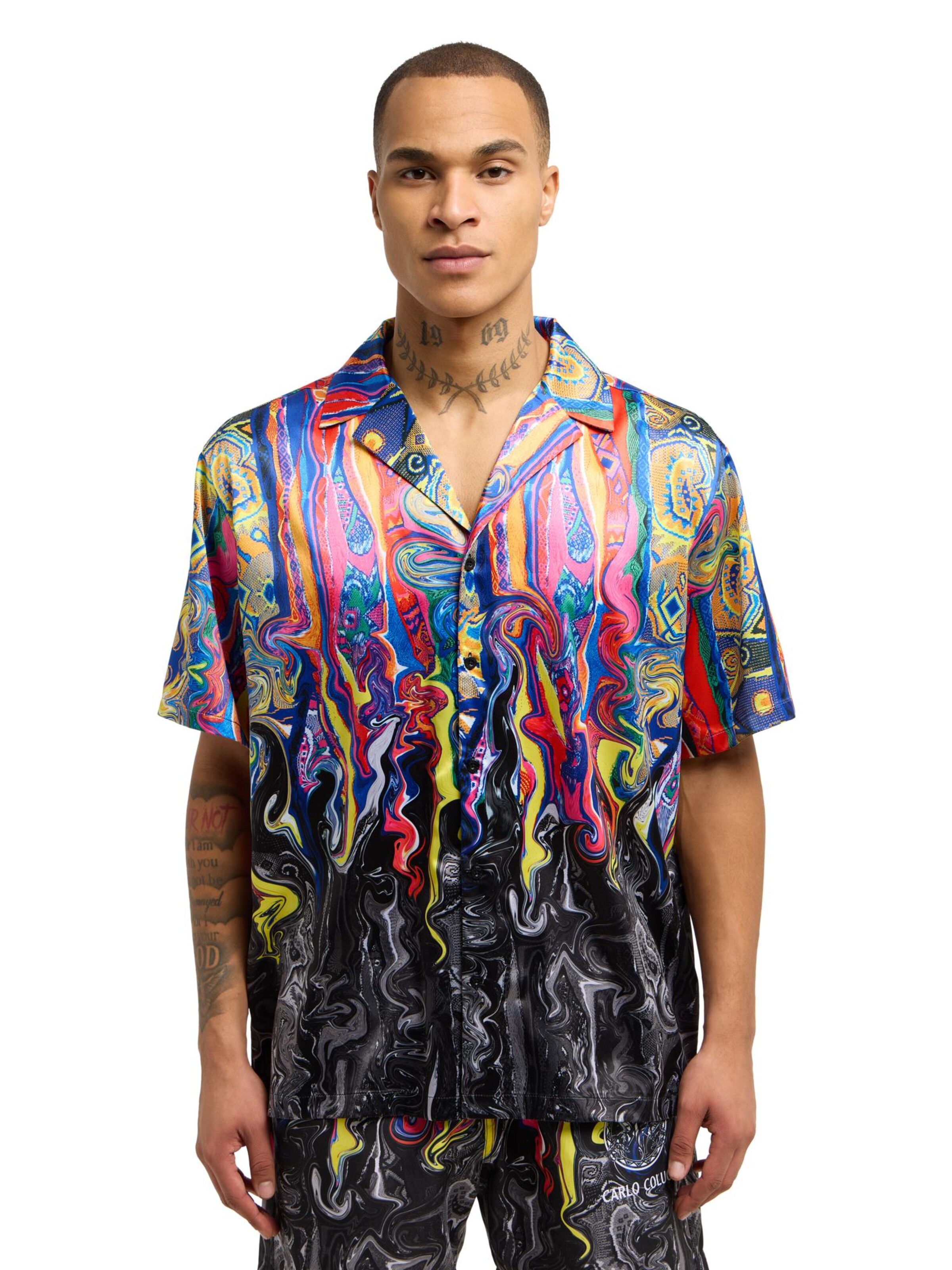 Carlo Colucci Regular fit Button Up Shirt 'Delvai' in Mixed colors: front