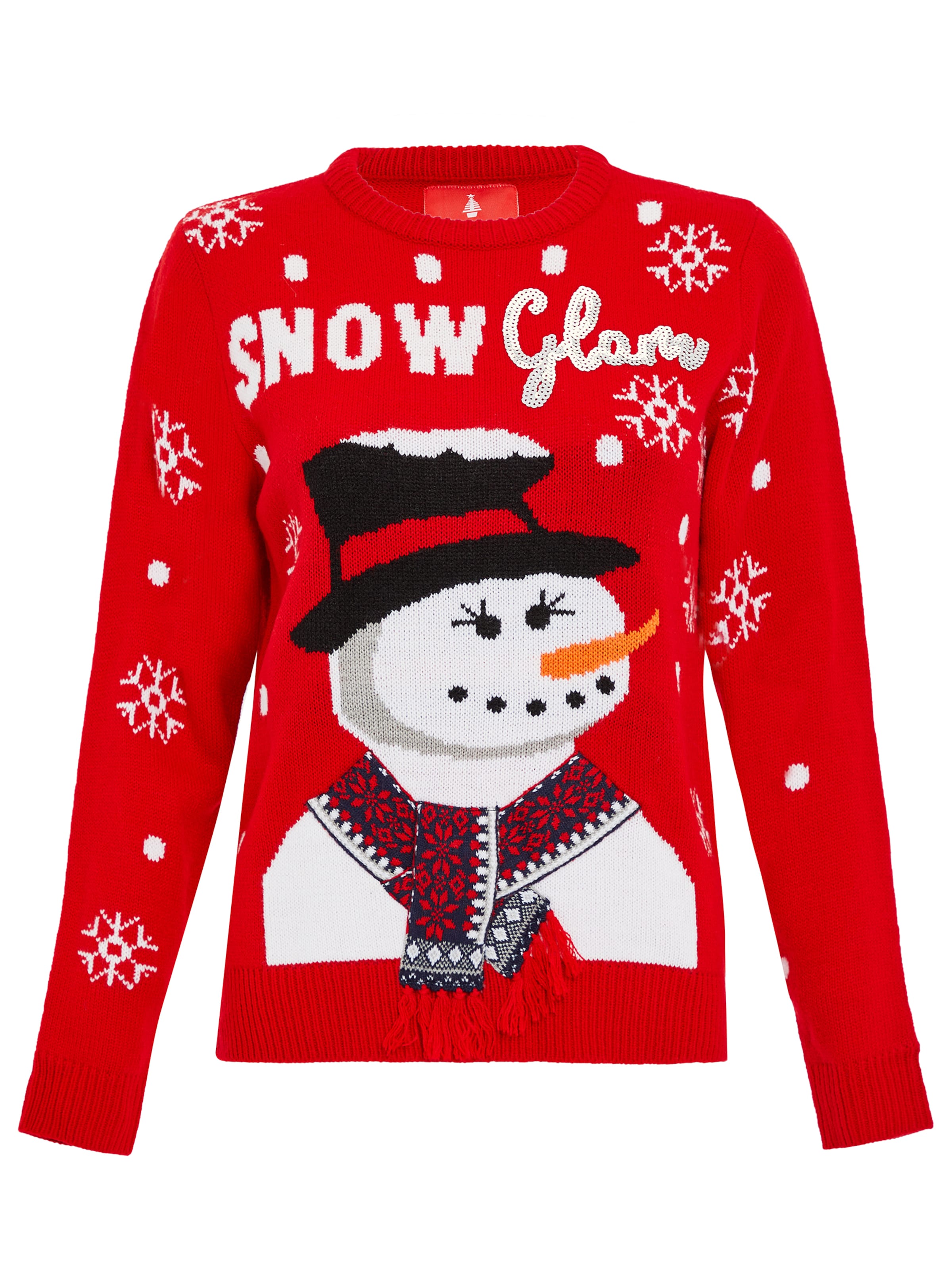 Threadbare Sweater 'Xmas Jumper Snowman' in Red: front