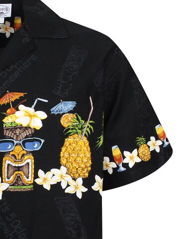 Pacific Legend Regular fit Button Up Shirt 'Cocktail Ananas' in Black