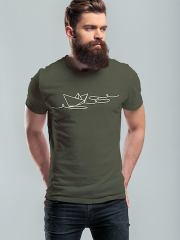 Neverless Shirt 'Paperschiff' in Green: front