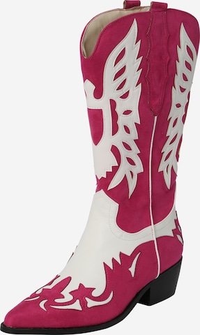Nasty Gal Cowboy Boots in Pink: front