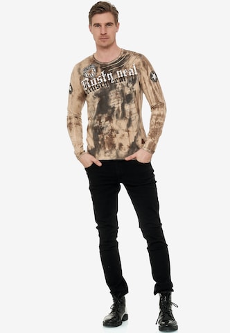 Rusty Neal Langarmshirt mit coolem Print in Beige