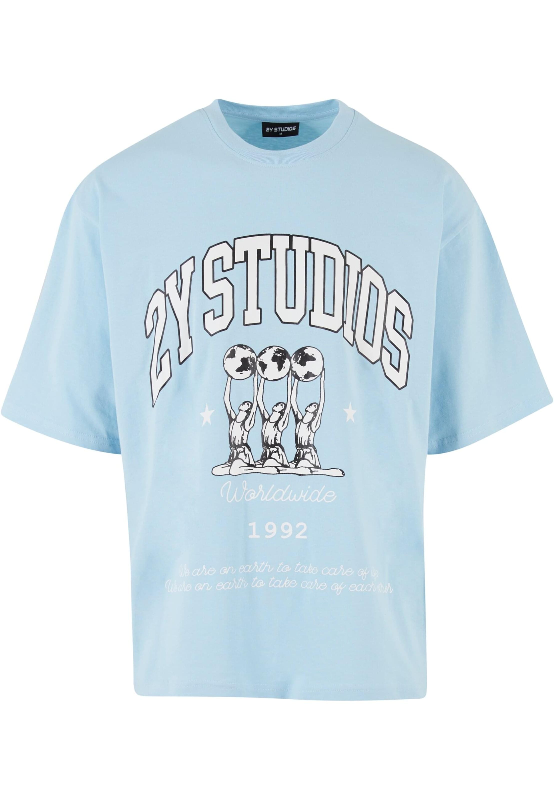 2Y Studios Tričko 'Globus' – modrá: přední strana