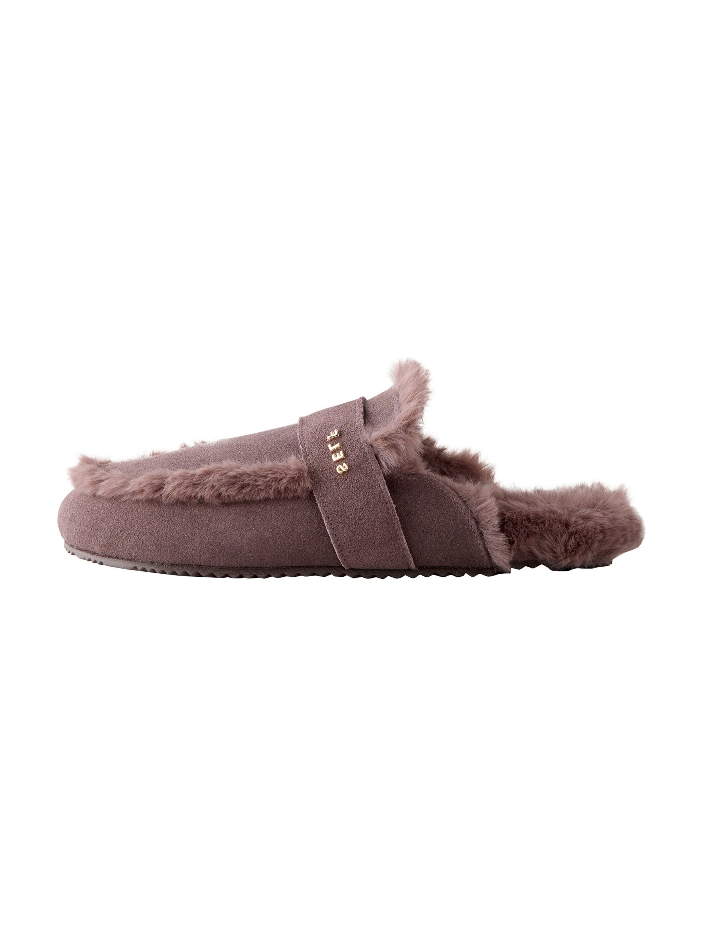 self. Slipper in Brown: front