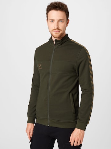 Hummel Athletic Zip-Up Hoodie in Green: front