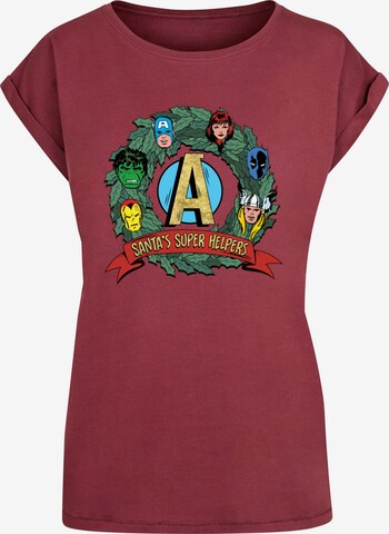 ABSOLUTE CULT Shirt 'Marvel - Santa's Super Helpers' in Rood: voorkant