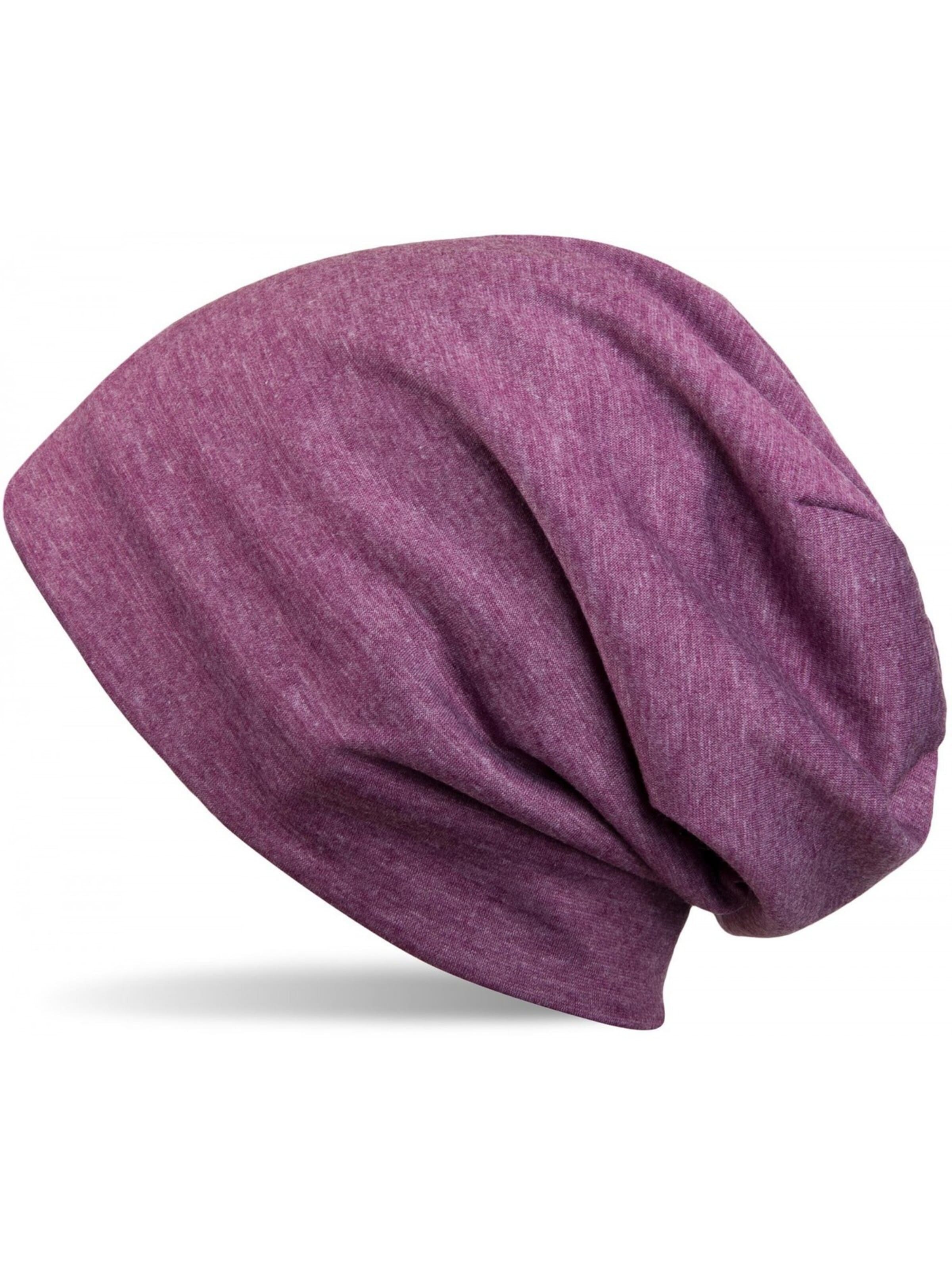 styleBREAKER Mütze 'Unifarbene Beanie Mütze mit Fleece'‌ in Lila: Vorderseite