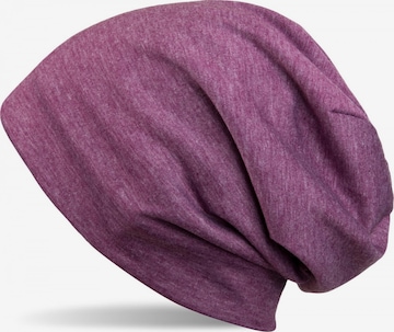 styleBREAKER Mütze 'Unifarbene Beanie Mütze mit Fleece' in Lila: Vorderseite