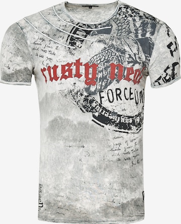Rusty Neal Lässiges T-Shirt mit auffälligem Logo-Print in Grau: predná strana