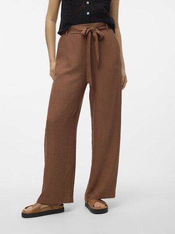 VERO MODA Wide leg Broek 'MELONY' in Bruin: voorkant