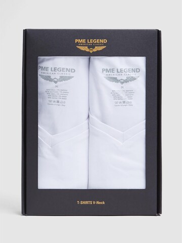 PME Legend - Camiseta térmica '2-pack basic T-shirts with V-neck' en blanco