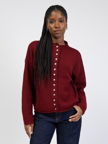 BROKE + SCHÖN Knit Cardigan 'Strickjacke mit Stehkragen' in Red: front