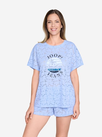 JOOP! Jeans Slaapshirt ' Allover Lace ' in Blauw