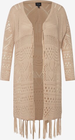 Ulla Popken Gebreid vest in Beige: voorkant