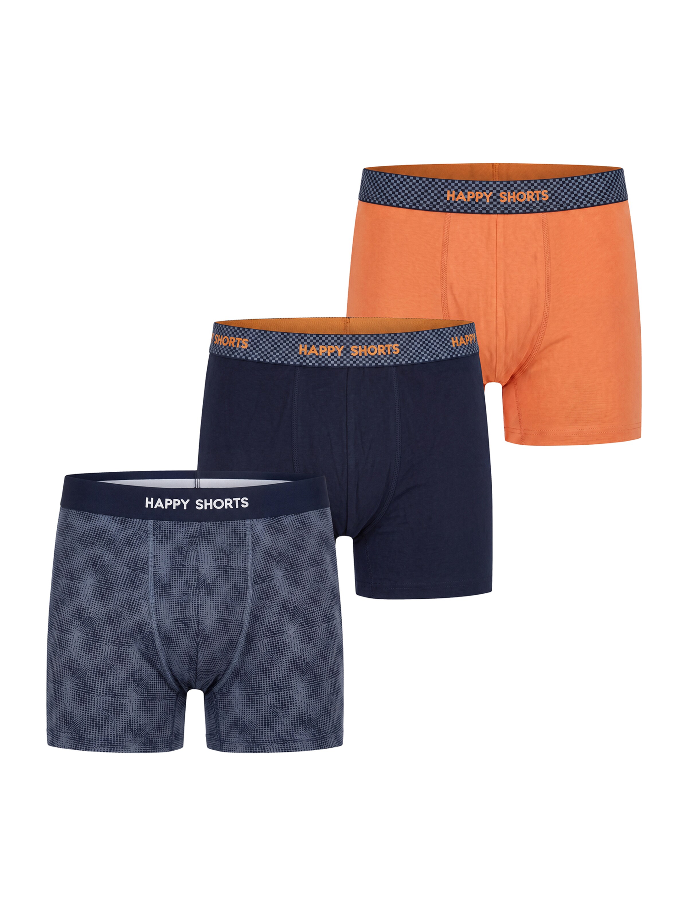 Happy Shorts Boxer shorts ' Jersey ' in L in Blue / Dark blue / Neon orange, Item view