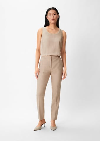 COMMA Regular Pleat-Front Pants in Beige: front