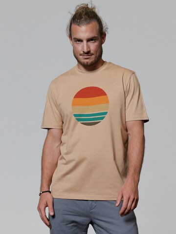 T-Shirt ' Retro Sunset Ocean ' Watapparel en beige : devant