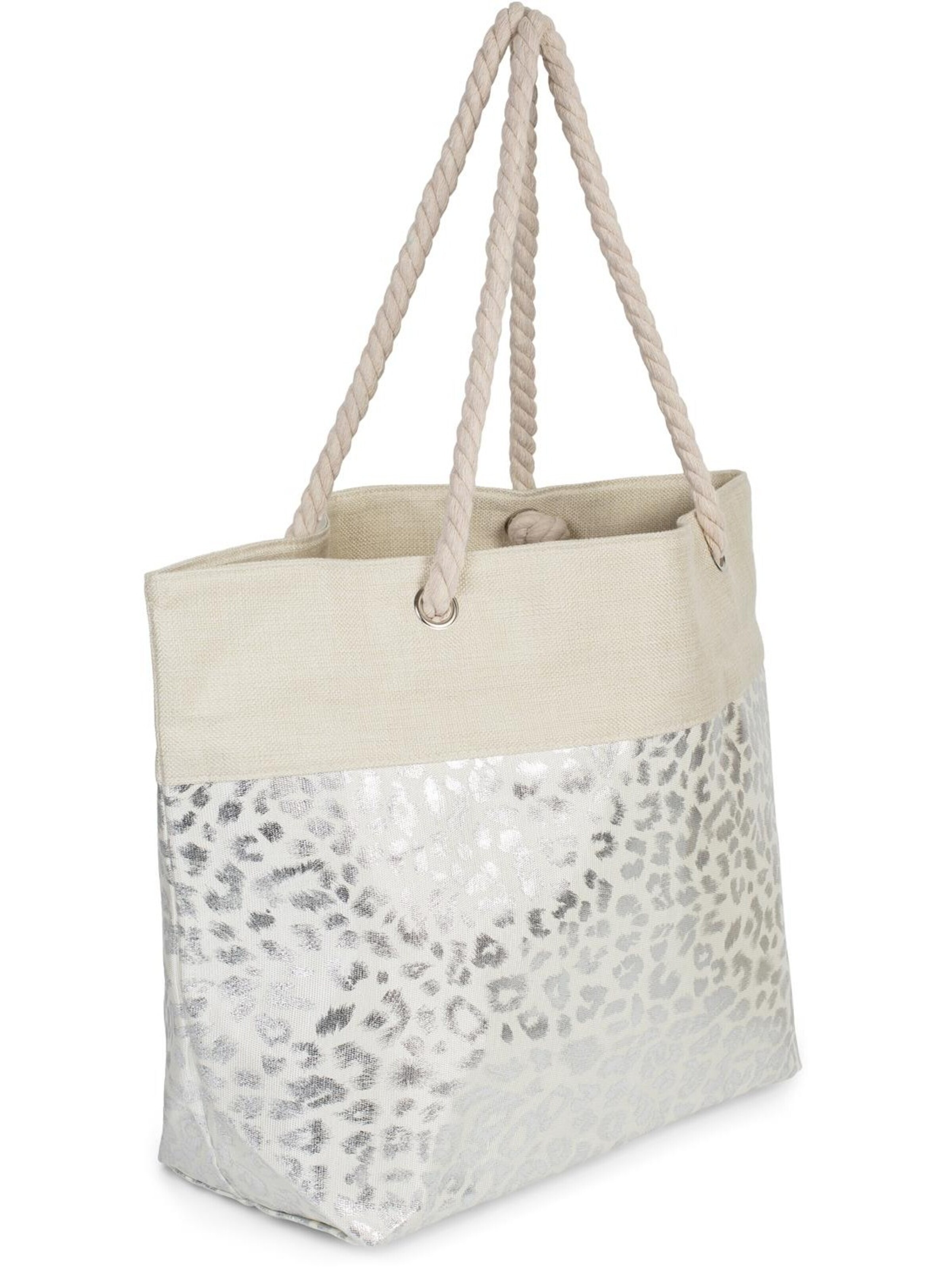 styleBREAKER Strandtasche 'Strandtasche mit metallic Leoparden Print'‌‌‌‌‌‌‌‌ in Beige