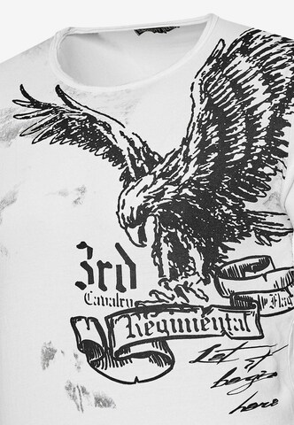 Rusty Neal T-Shirt mit modernem Front & Back Print 'American Eagle' in Weiß