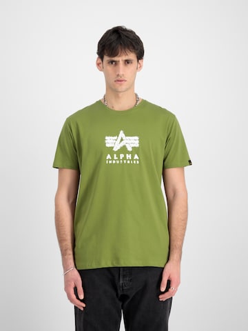ALPHA INDUSTRIES Тениска в зелено: отпред