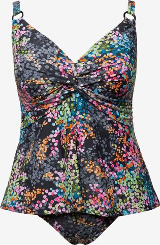 Ulla Popken Bustier Tankini in Zwart: voorkant