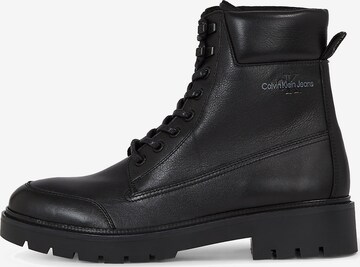 Calvin Klein Jeans Lace-Up Boots in Black: front