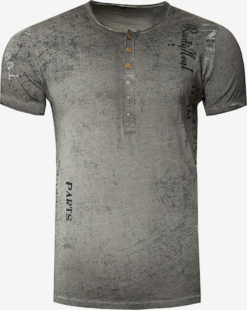 Rusty Neal T-Shirt mit seitlichem Druck in Grau: predná strana