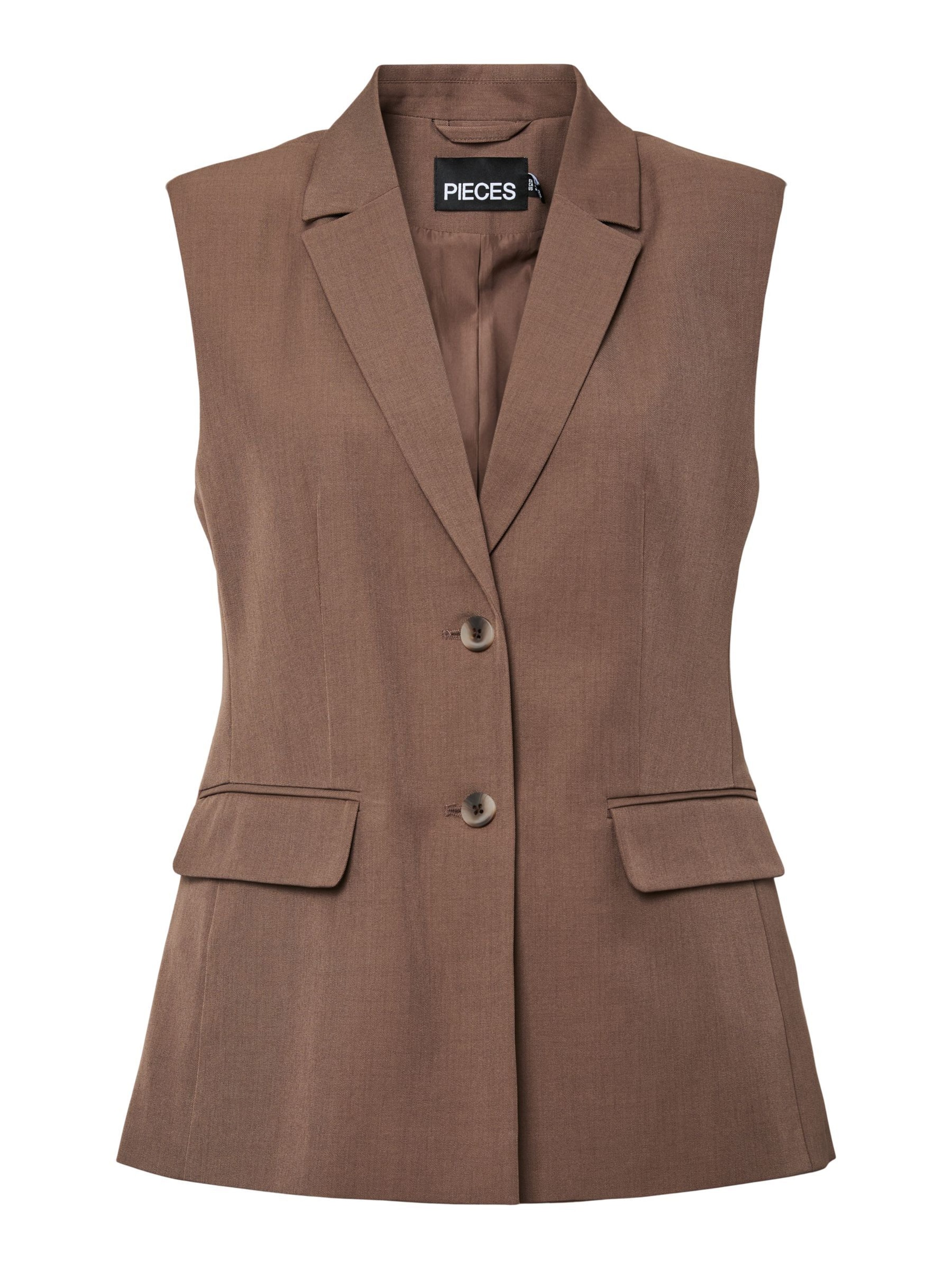 Gilet 'PCBlossom' PIECES en marron : devant