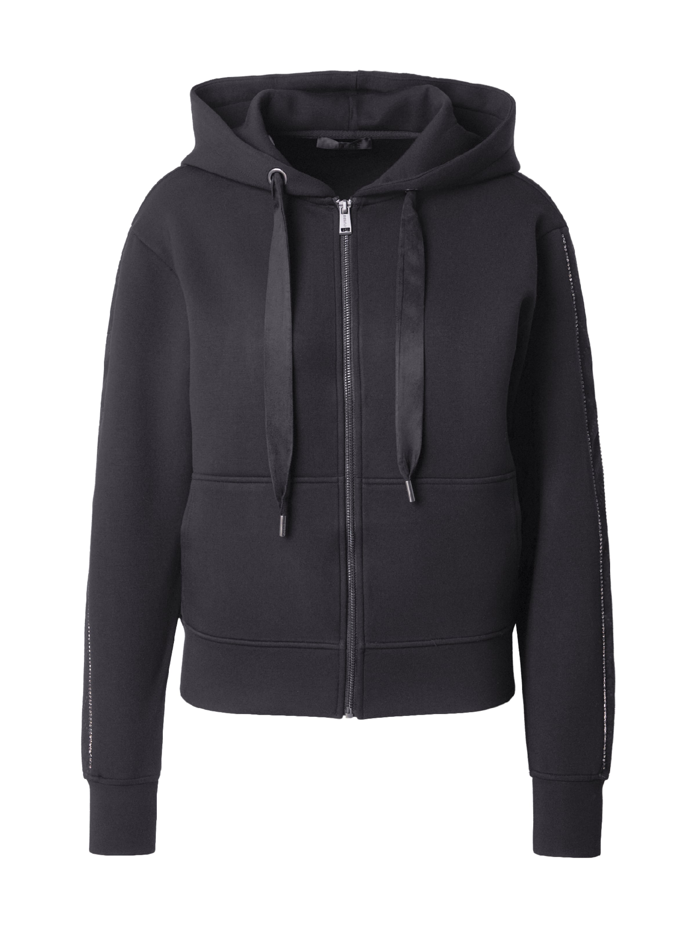 GUESS - Sudadera con cremallera en negro: frente