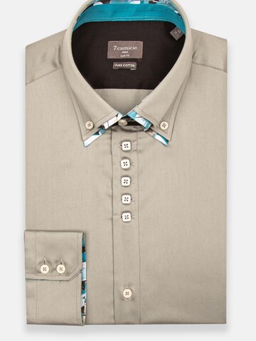 Slim fit Camicia 'Marco Polo Iconic Satin Man Shirt White' di 7Camicie in grigio