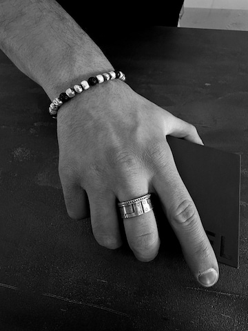 REYTEL Bracelet 'CUBE. LAVA STONE' in Silver