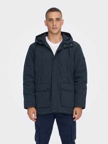 Parka de iarnă 'Jayden' de la Only & Sons pe albastru