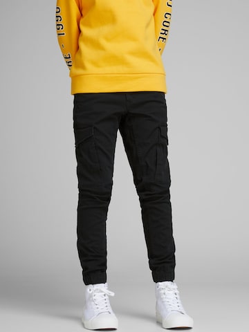 Jack & Jones Junior Tapered Broek 'JNRPau JJFlake' in Zwart: voorkant