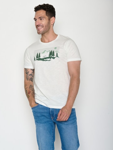GREENBOMB Shirt 'Spice Bike Mountain Pines' in Wit: voorkant