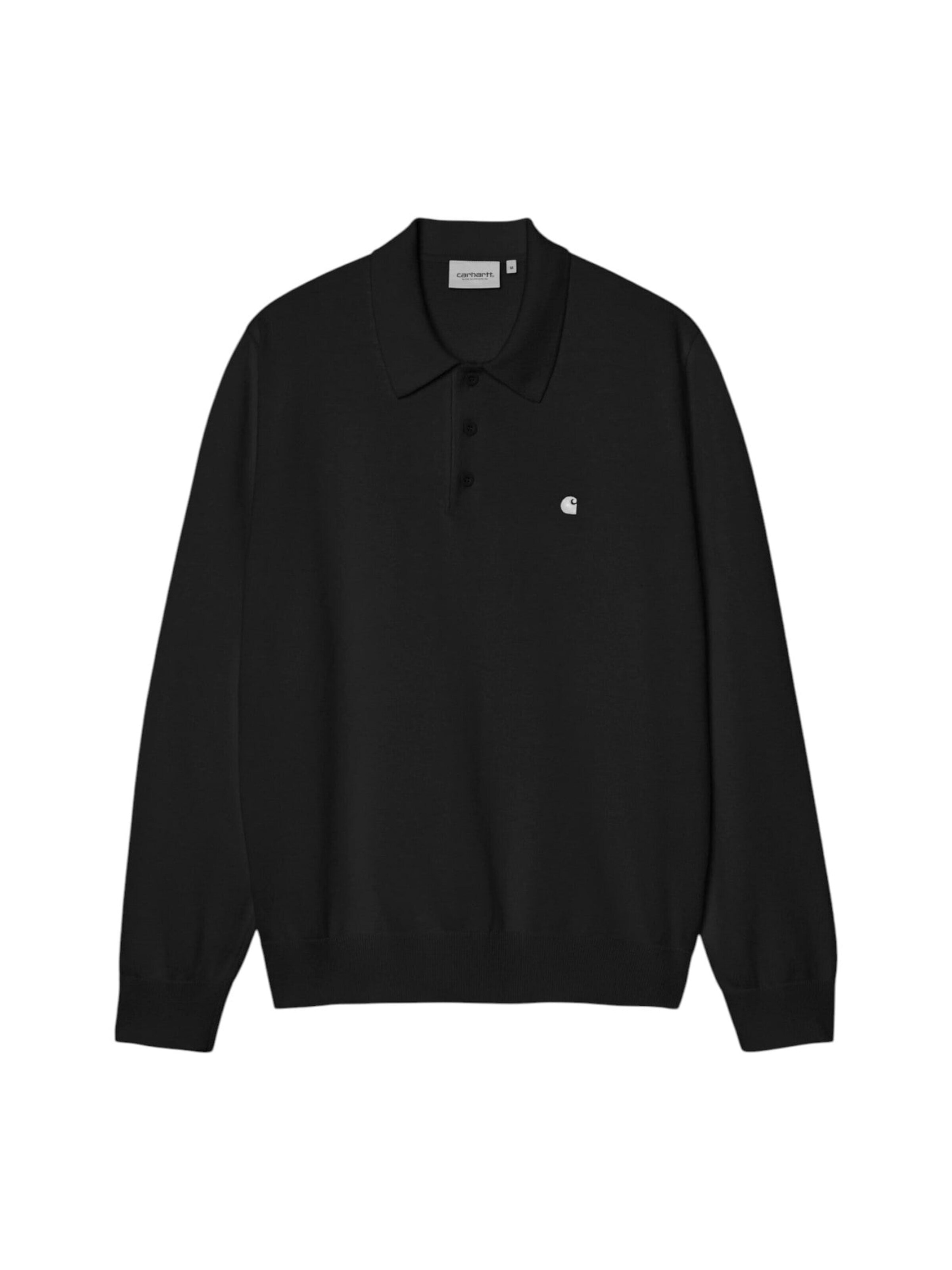 Carhartt WIP Sweter 'L/S Madison Polo Black' w rozmiarze XS w kolorze czarnym, Podgląd produktu