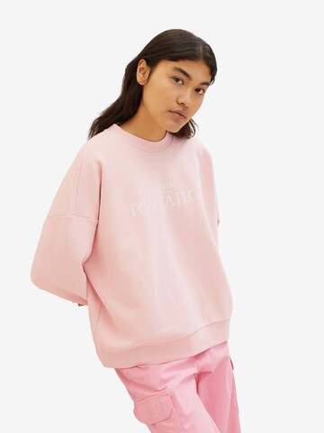 rozā TOM TAILOR DENIM Sportisks džemperis: no priekšpuses