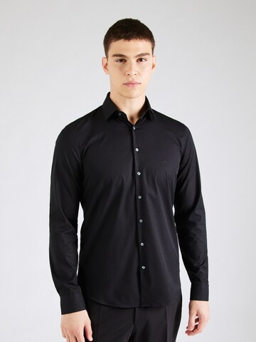 Calvin Klein Slim fit Business Shirt in Black: front