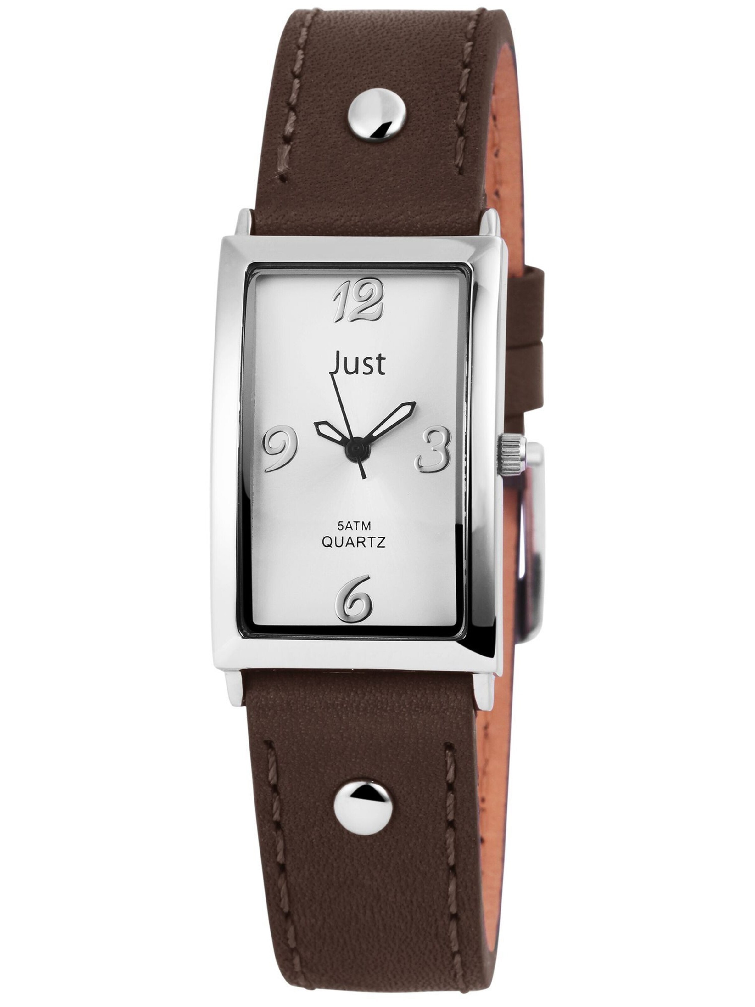JUST Analog Watch 'silberfarbig, 5 ATM' in Brown