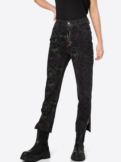 Pimkie Hlače u kaki / tamno roza / crni traper, Prikaz modela