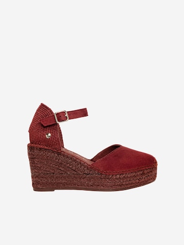 Alhamas Pumps 'Alpargata Cuña 8 cm Ante' in Rood: voorkant