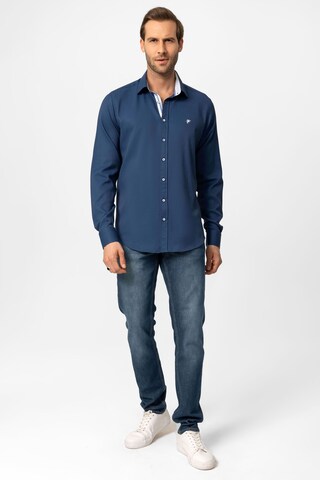 DENIM CULTURE Regular fit Button Up Shirt 'Arne' in Blue