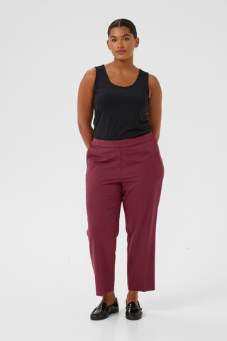 KAFFE CURVE Regular Trousers with creases 'Sakira' in Red