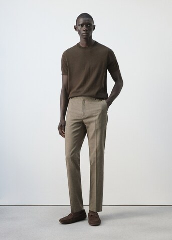 MANGO MAN Regular Pleated Pants 'Hans' in Brown