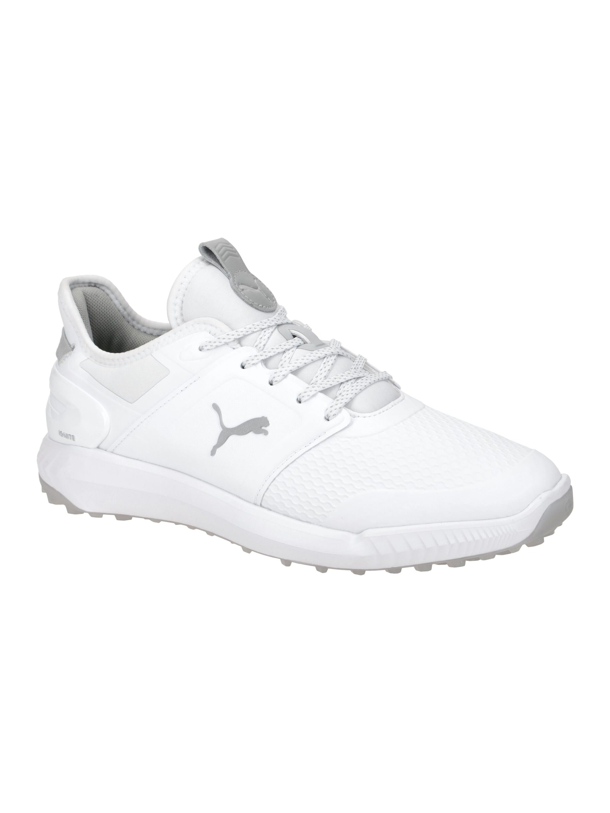 PUMA Athletic Lace-Up Shoes 'Puma IGNITE ELEVATE Schuhe weiß grau Herren Golfschuhe 376077' in White: front