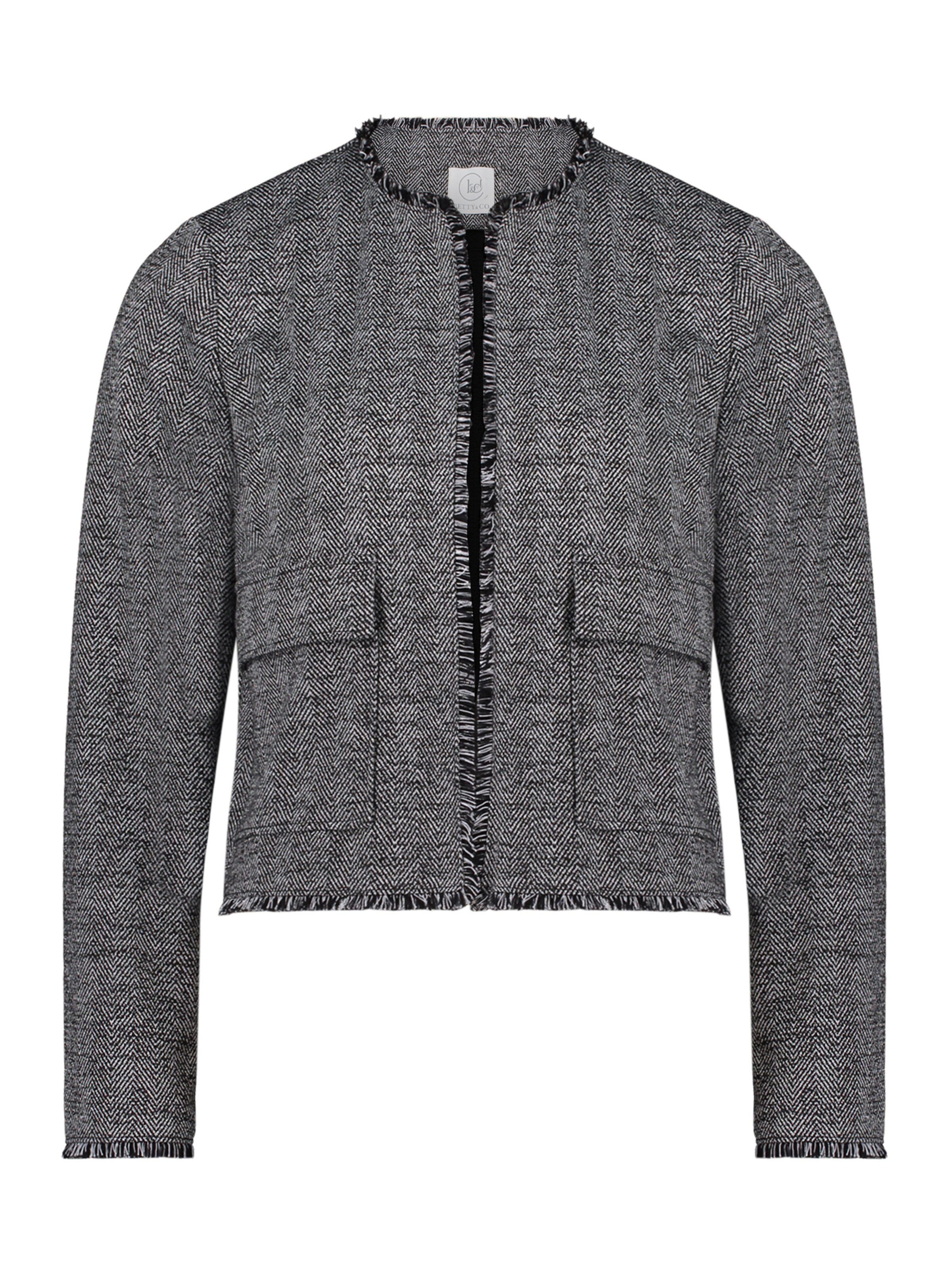 Betty & Co Jerseyjacke mit Fransen in Schwarz: Vorderseite