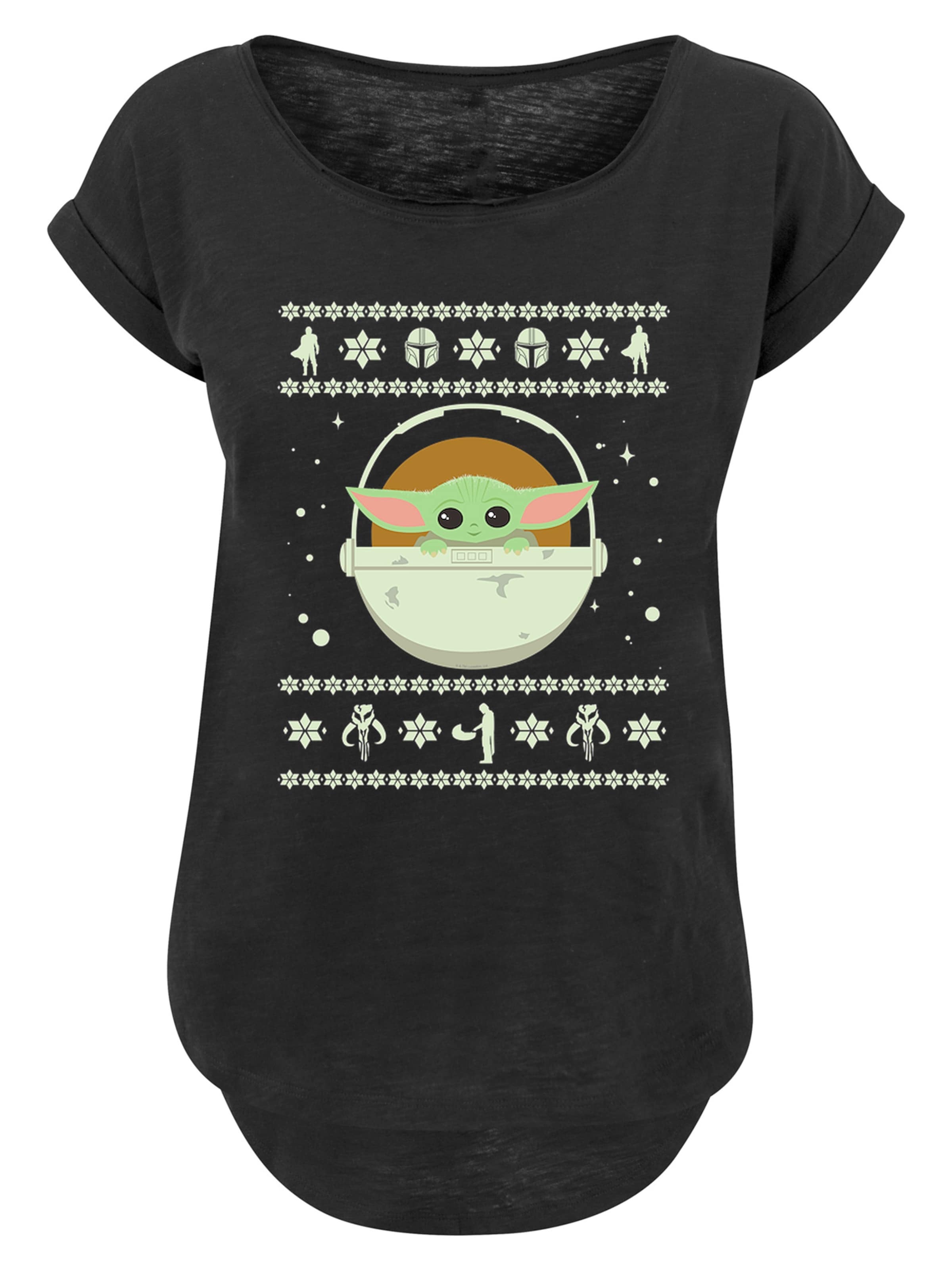 F4NT4STIC T-Shirt 'Star Wars The Mandalorian The Child Christmas' in beige / braun / mint / schwarz, Produktansicht