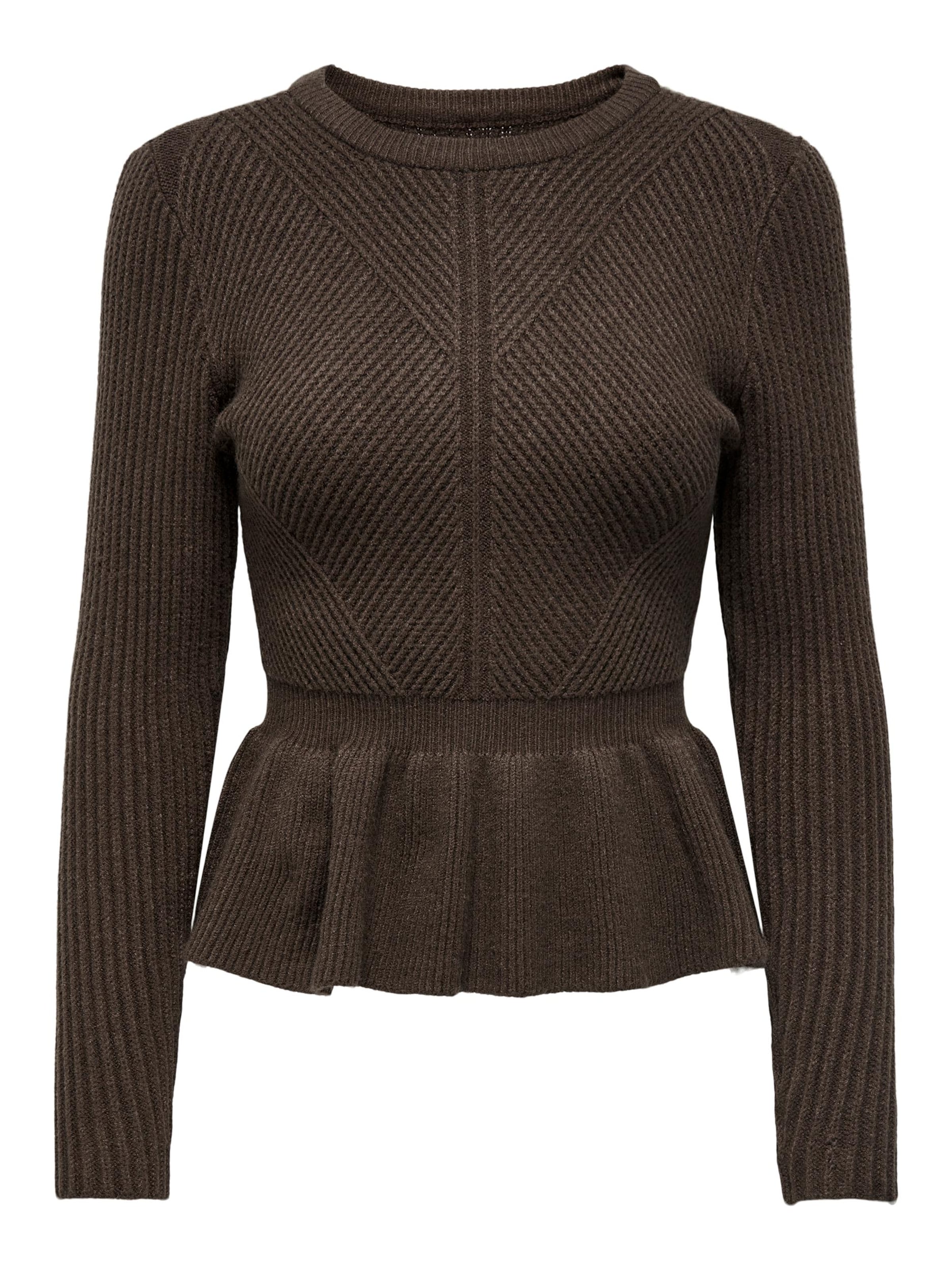 FETICO 2023AW STRIPE KNIT PEPLUM SWEATER Striped 1 Brown